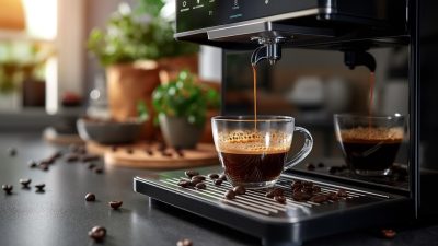 espresso machine a cafe grains