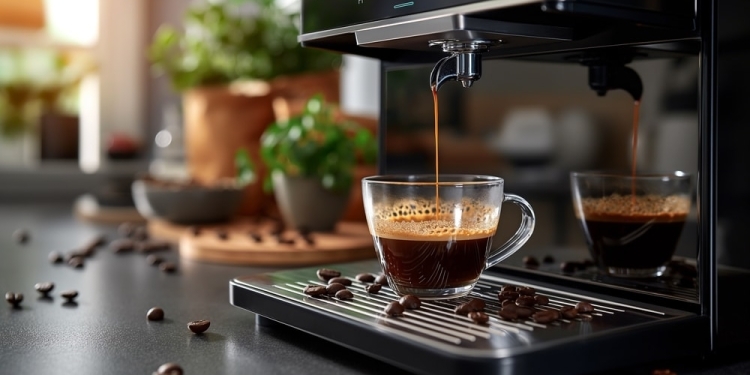 espresso machine a cafe grains